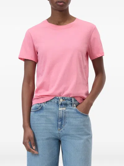 Closed Pink Solid Crew Neck T-shirt In Pink