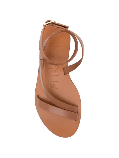 Manebi Leather Gladiator Sandals Ankle Strap Flat In Multi