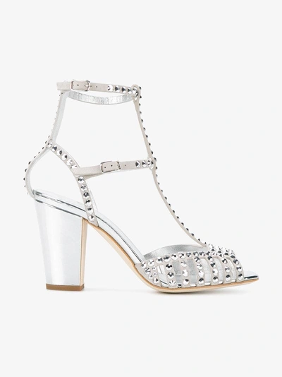 Shop Giuseppe Zanotti Design Silver Crystal Angie 85 Sandals