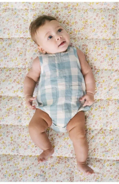 Pehr Gingham Check Patch Pocket Organic Cotton Bubble Romper In Multi
