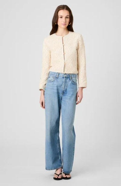 French Connection Geo Shell Texture Woven Slim Jacket In Neutral