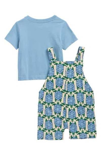 Mini Boden Solid T-shirt & Shortalls Set In Blue