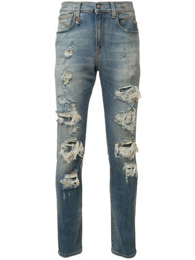 Shop R13 Ripped Skinny Jeans In Blue