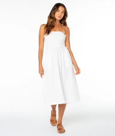 Roxy Avalon Strapless Midi Dress In White
