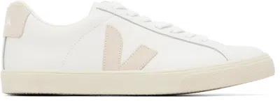 Veja White And Pink Leather Esplar Logo Sneakers