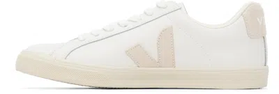 Veja White And Pink Leather Esplar Logo Sneakers