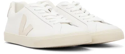 Veja White And Pink Leather Esplar Logo Sneakers