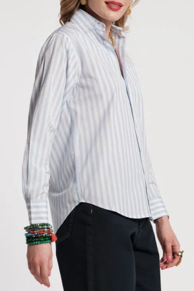 Frances Valentine Perfect Button Down Stripe In White