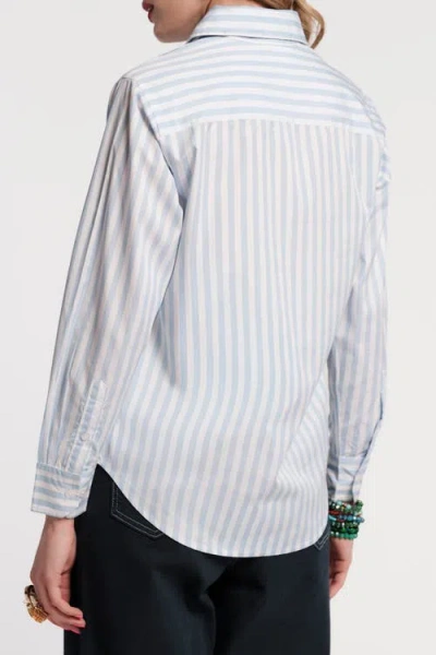 Frances Valentine Perfect Button Down Stripe In White