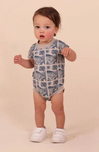 Tiny Tribe Ocean Print Romper In Blue