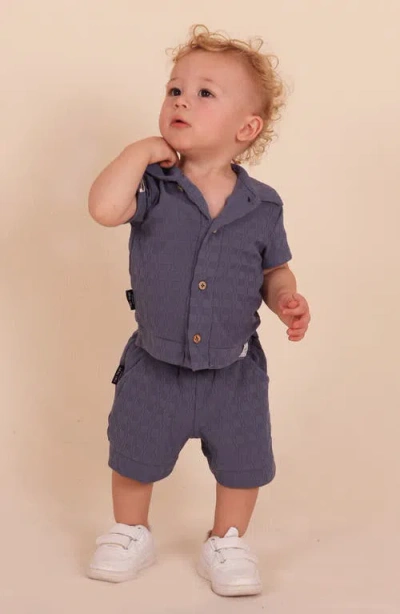 Tiny Tribe Textured Button-up Shirt In Blue