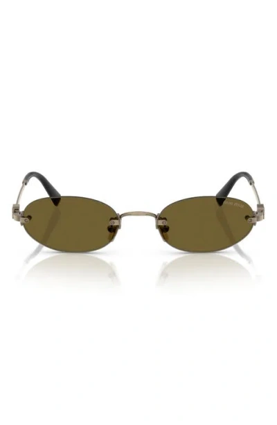 Miu Miu Womens Gold A54s Oval-frame Metal Sunglasses In Green