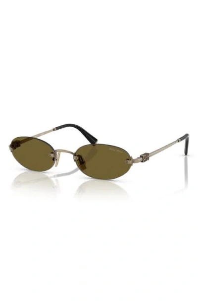Miu Miu Womens Gold A54s Oval-frame Metal Sunglasses In Green