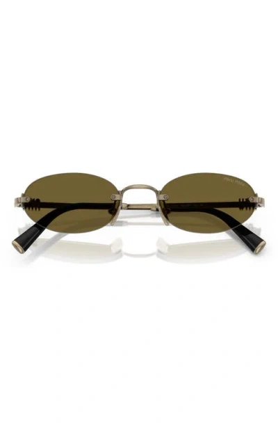 Miu Miu Womens Gold A54s Oval-frame Metal Sunglasses In Green