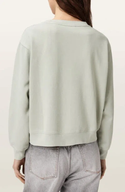 Allsaints Womens Sea Green Pippa Snarl Logo-embroidered Cotton Sweatshirt In Green
