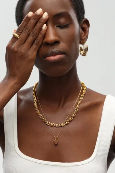 Classicharms Solid Mariner Anchor Chain Necklace In Gold