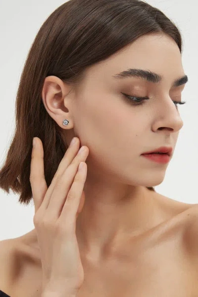 Classicharms Aurora Bezel Set Solitaire Stud Earrings In Silver