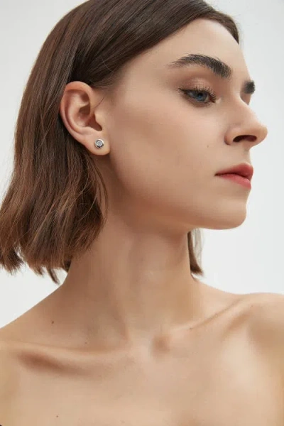 Classicharms Aurora Bezel Set Solitaire Stud Earrings In Silver