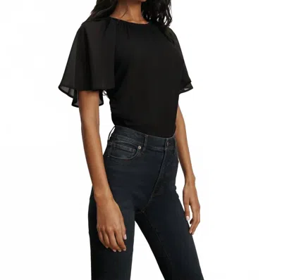 Veronica Beard Arisa Chiffon-sleeve T-shirt In Black