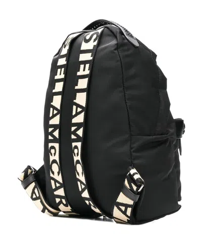 Stella Mccartney Logo Strap Backpack In Black