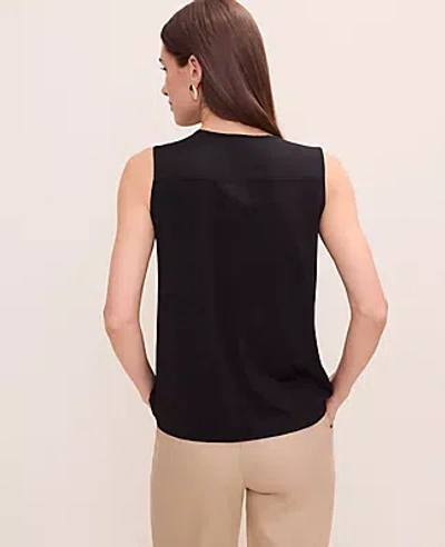 Ann Taylor Petite Mixed Media Button Down Top In Black