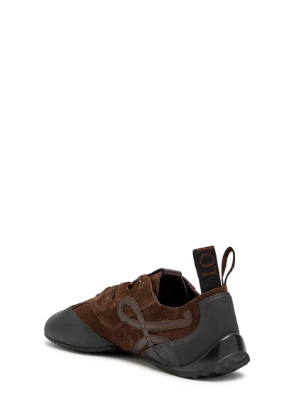 Loewe Grip Panelled Suede Sneakers In Brown