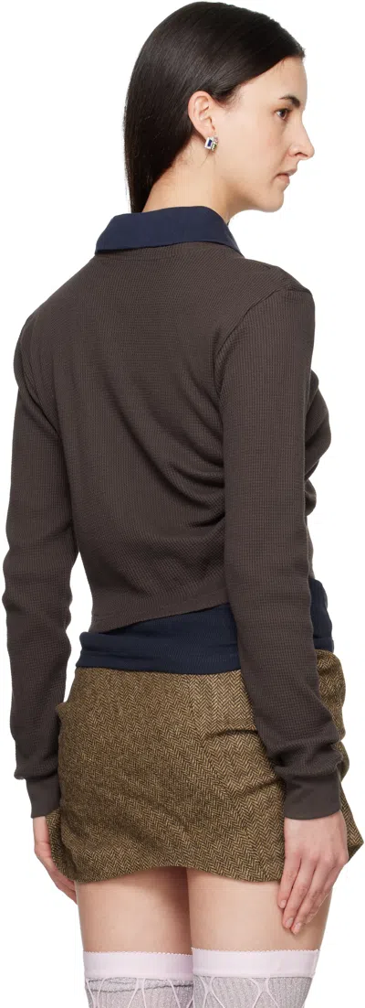 August Barron Brown & Navy Pulled Polo In Brown