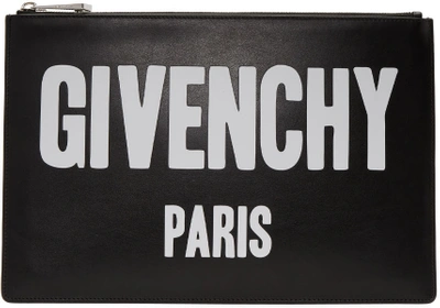 Givenchy Medium Iconic Printed Leather Pouch, Black