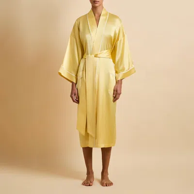 Olivia Von Halle Silk Sabine Night Robe In Yellow