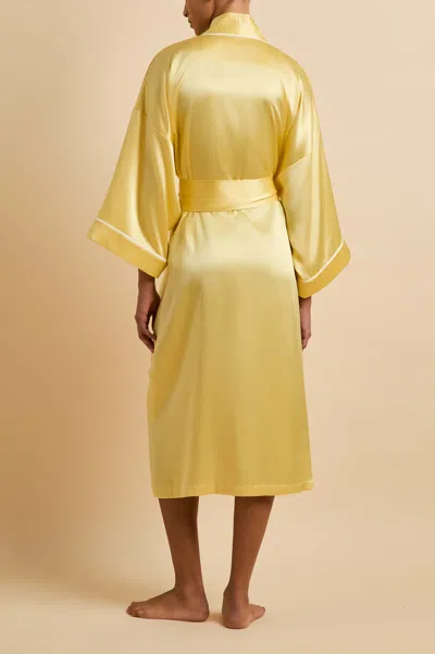 Olivia Von Halle Silk Sabine Night Robe In Yellow