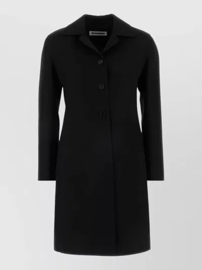 Jil Sander Twill-weave Single-breasted Coat In Black