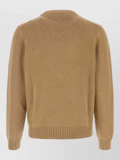 Prada Cotton Sweater Structured Cuffs Subtle Hem In Brown