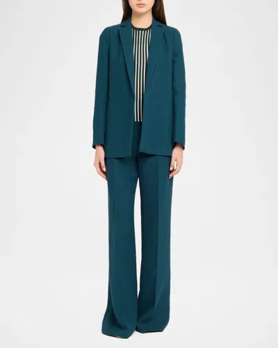 Akris Linen-wool Open Tailored Jacket In Green