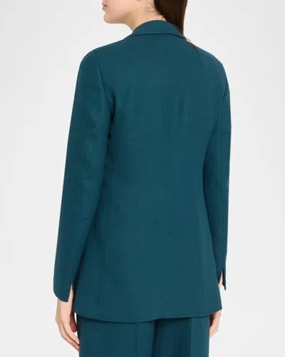 Akris Linen-wool Open Tailored Jacket In Green