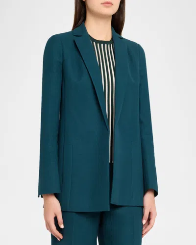 Akris Linen-wool Open Tailored Jacket In Green