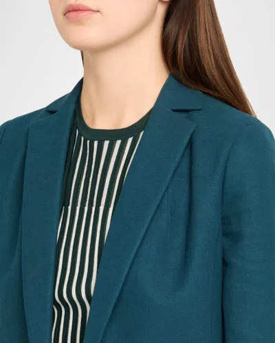 Akris Linen-wool Open Tailored Jacket In Green