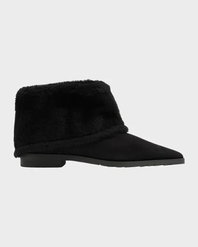 Totême Fold Down Shearling Suede Ankle Boots In Multi