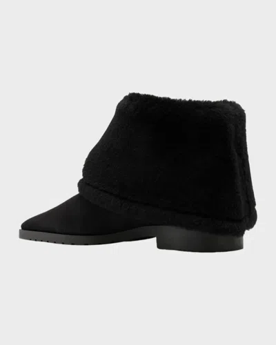 Totême Fold Down Shearling Suede Ankle Boots In Multi