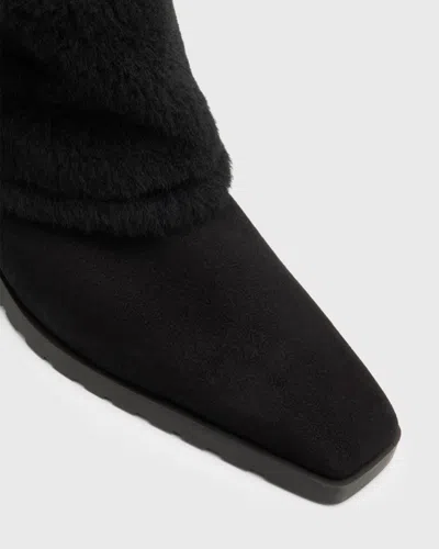 Totême Fold Down Shearling Suede Ankle Boots In Multi