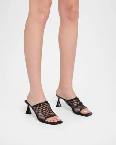 Stella Mccartney 65mm Crystal Mesh Mules In Black