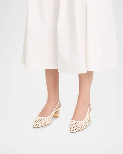 Stuart Weitzman 50mm Stassi Woven Leather Slingback Pumps In Neutral