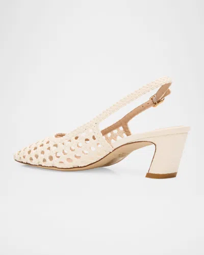 Stuart Weitzman 50mm Stassi Woven Leather Slingback Pumps In Neutral