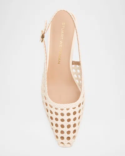 Stuart Weitzman 50mm Stassi Woven Leather Slingback Pumps In Neutral