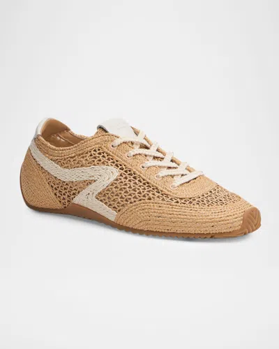 Rag & Bone Retro Runner Slim Raffia Sneakers In Multi