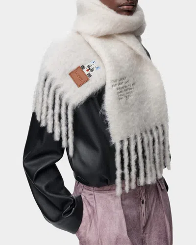Loewe X Louis Wain Mohair And Wool Blend Scarf In White
