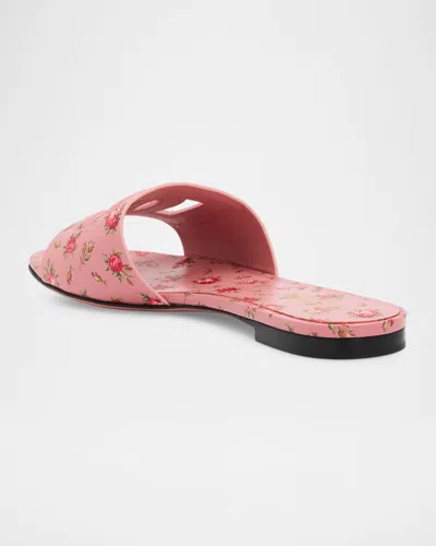 Dolce & Gabbana Dg Interlock Floral-printed Leather Slide Sandals In Multi