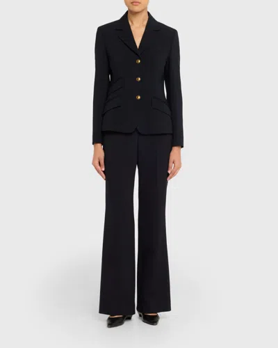 Max Mara Single-breasted Stretch Wool Jacket In Blue