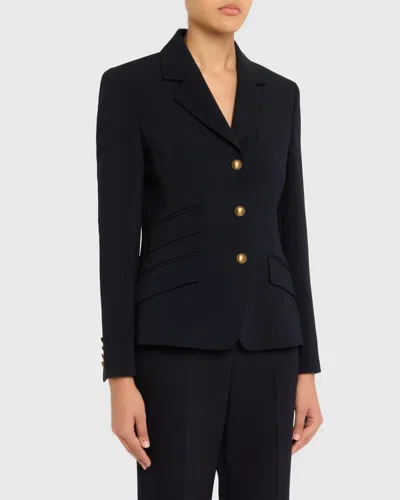 Max Mara Single-breasted Stretch Wool Jacket In Blue