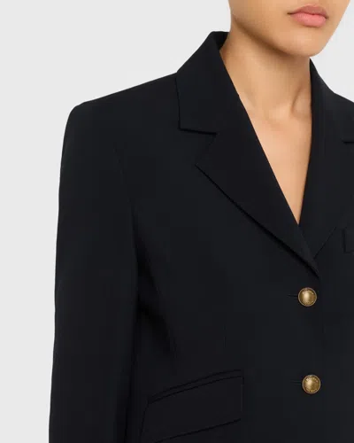 Max Mara Single-breasted Stretch Wool Jacket In Blue