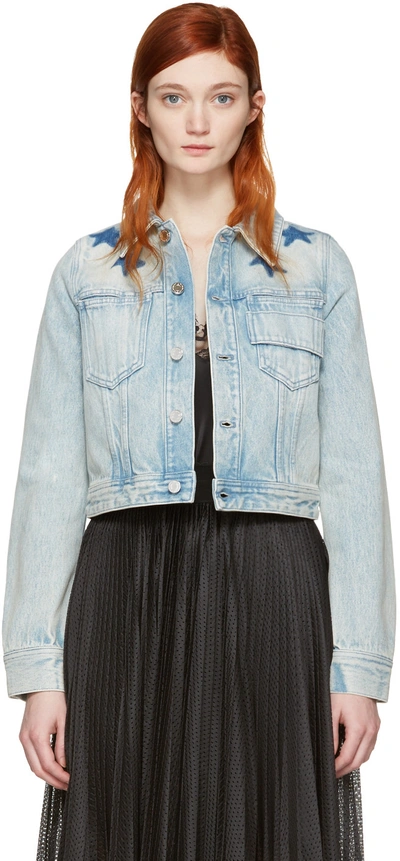 Givenchy Star Denim Cropped Jacket In Blue